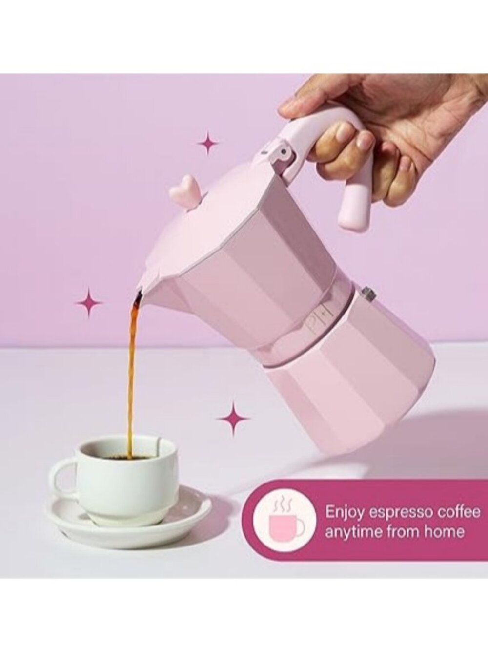 Paris Hilton Stovetop Espresso and Coffee Maker Italian & Cuban Style Pink - Picture 6 of 7